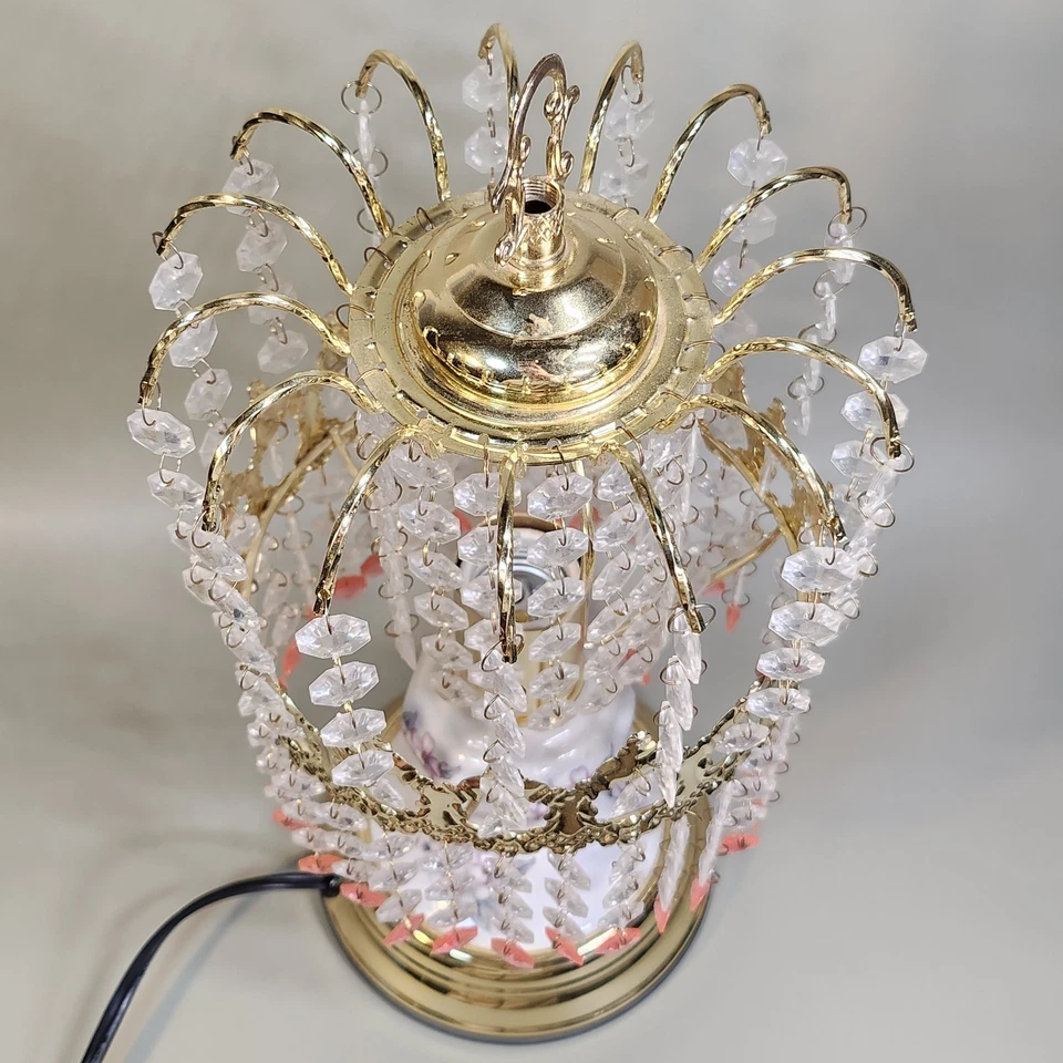 Abajur de mesa de resina estilo inspirado em Hollywood Regency plástico rosa e transparente prisma - Imagem 4 de 4