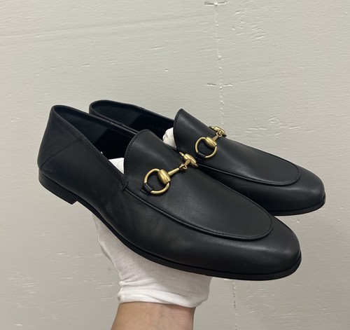 NEW GUCCI Jordaan Brixton Horsebit Leather Loafers Black Size 6.5 UK 7.5 US BB42