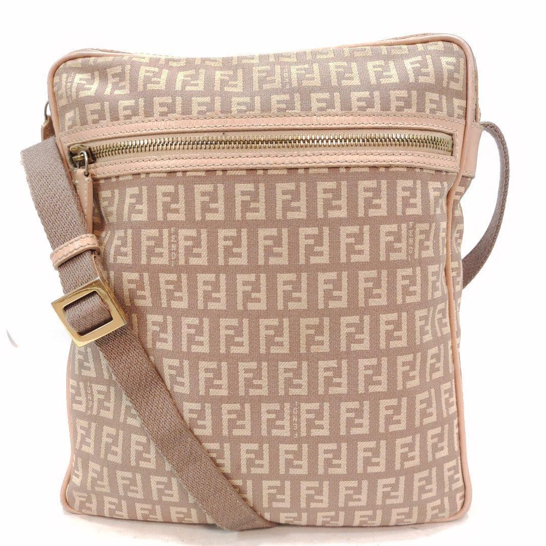 FENDI FF Zucca Pink Canvas Shoulder Bag Authentic G0707902