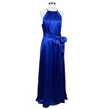 Alex Evenings Women's Formal Dress Size 10 Blue Satin Sleeveless A-Line Gown