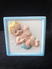 VTG Sampson Imports Relpo Japan Square Ceramic Planter Babies Letters B G 1961