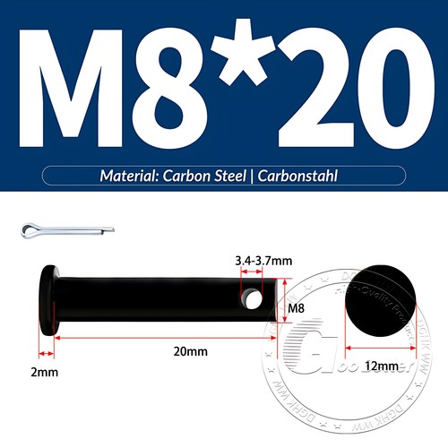 Pasador de horquilla negro pasador de bisagra pasador de retención pasador de aparejo métrico de acero al carbono M4-M30 - Imagen 49 de 201