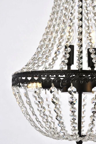 Black Crystal Pendant 5 Light Kitchen Living Dining Room Chandelier Fixture 14in - Picture 7 of 9