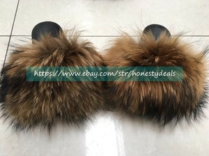 natural raccoon fur slides