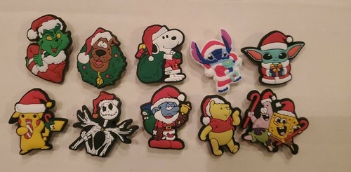 Lot Of 10 Christmas characters Shoe Charms For Crocs