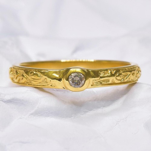 Ring size 7.5 Gold Vermeil Sterling Silver Genuine Natural 0.08ct Diamond 2.24 g - Picture 2 of 9