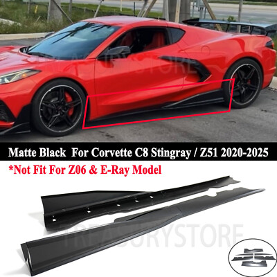For Corvette C8 Z51 Stingray 2020-2025 Stage 3 Matte Black Side Skirts Extension
