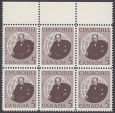 Canada - #440 Winston Churchill, Block of Six  - MNH