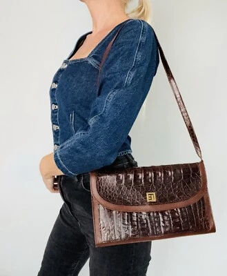 Sac à main en cuir exotique GUY LAROCHE Vintage 1970's - Photo 1/4