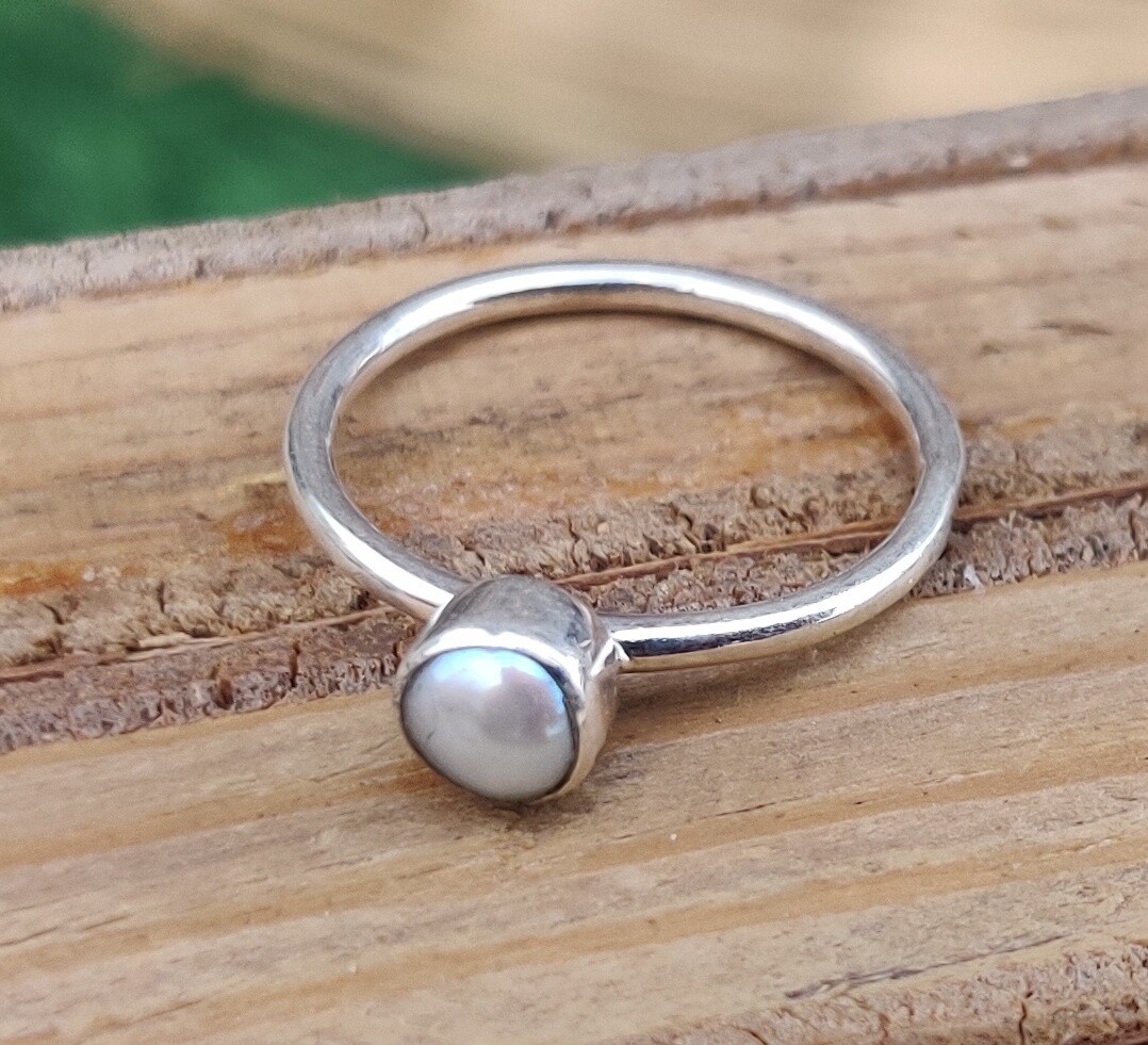 Pearl Gemstone Ring 925 Sterling Silver Handmade Women