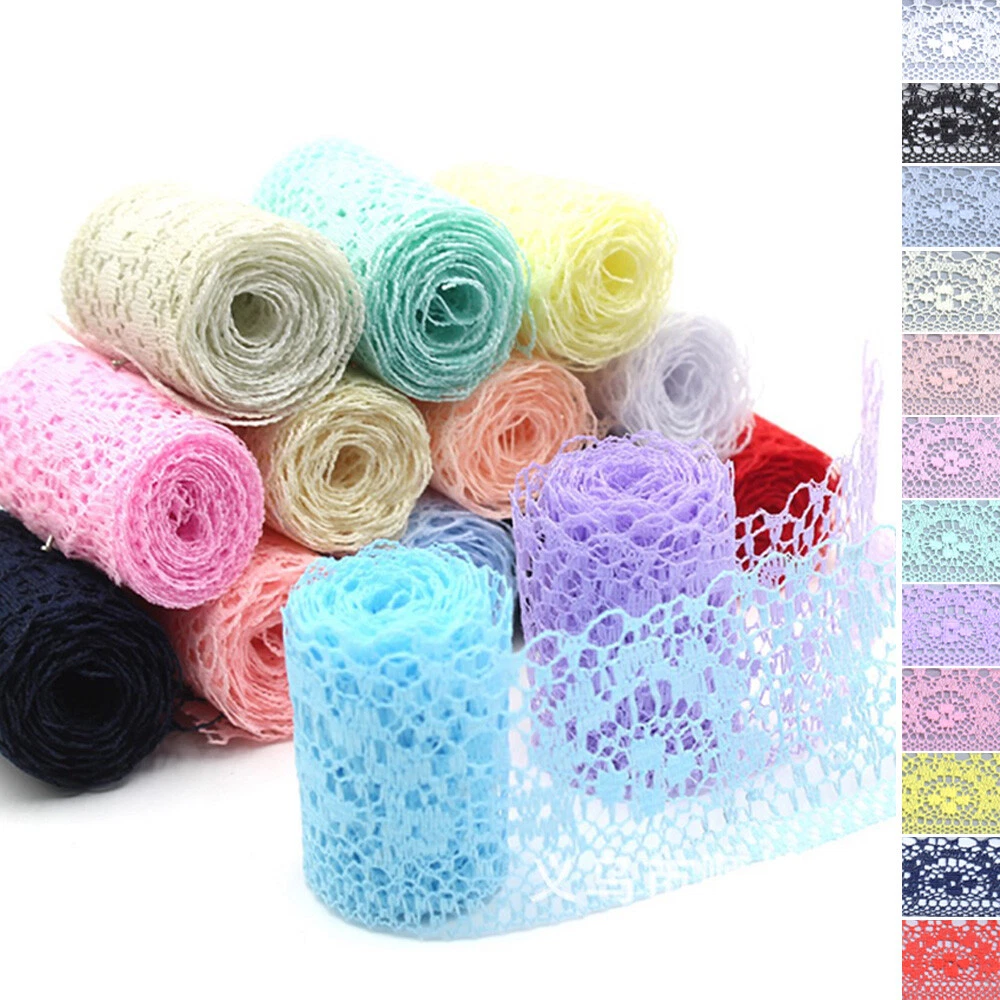 10 Yards Roll Lace Ribbon 38MM Lace Trim Embroidered For DIY