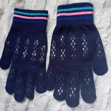 Totes Toasties  Ladies Blue/ Pink Stretch Gloves Smart Touch  One Size  New.