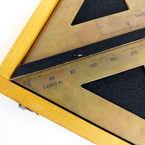 Righello mappa scala triangolo ottone vintage cartografia MAMMA Ungheria anni 40 - Foto 4 di 10