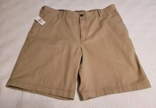 New Izod Men's Shorts Size 40, Khaki, Chino, 100 Cotton, Flat Front 21" Long
