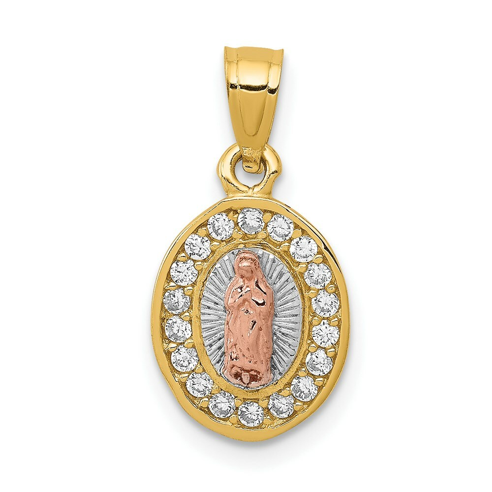 14K Gold Two-Tone D/C Lady of Guadalupe with CZ Charm Pendant 0.45" | eBay
