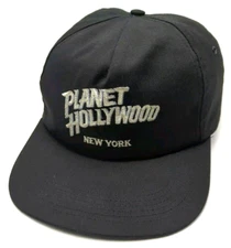 PLANET HOLLYWOOD NEW YORK hat 1990s vintage black adjustable cap - Made in USA!