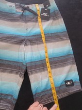 NWT O'neill Swim Shorts Size 28 21" Blue Grey Stripes