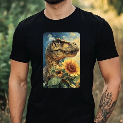 Mens Sunflower Print Cotton T-Shirt T-Shirt Size XS to 5XL