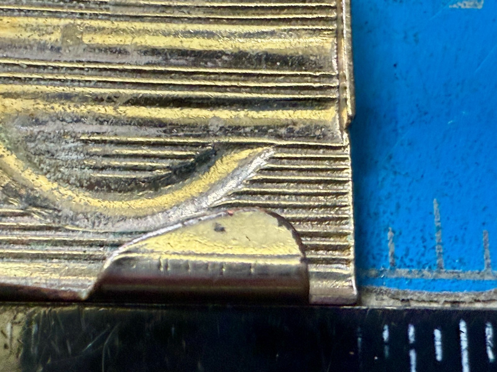 Antique Art Deco Abstract Pattern Solid Brass Vin… - image 6