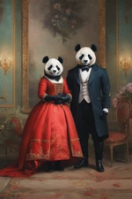 Printable Valentine's Day Couple Panda Portrait, Couple Wall Art, Printable Gift