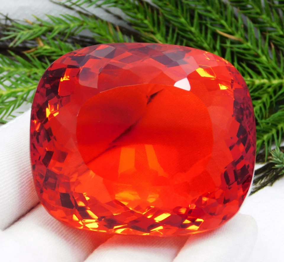 "Certificado 668,60 Ct Topázio Natural Laranja-Vermelho - Pedra Preciosa Solta Corte Almofada" - Imagem 2 de 4