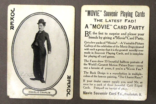 Moriarty 1916 Deck of MOVIE SOUVENIR Playing Cards w/Charlie Chaplin boxed