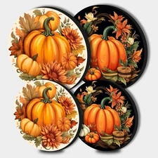 Electric Stove Top Range Round Autumn Pumpkin Design Burner Covers Set Of 4 New