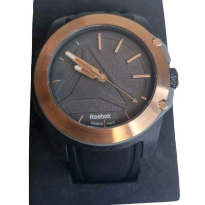 Reebok Dunlop schwarz & Kohlefaser Herrenuhr RD-DUN-G2-CBIB-B3 New Old Stock