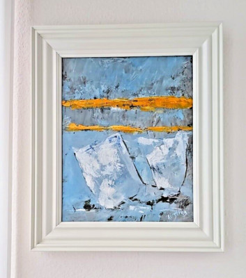 Das Bild ''ohne Titel'' Acryl auf Leinen hat eine Größe von 40 x 50 cm/ 55 x 65 cm