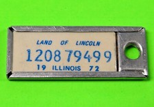 1972 Illinois 9-Digit DAV Keychain License Plate Tag–Disabled American Veterans