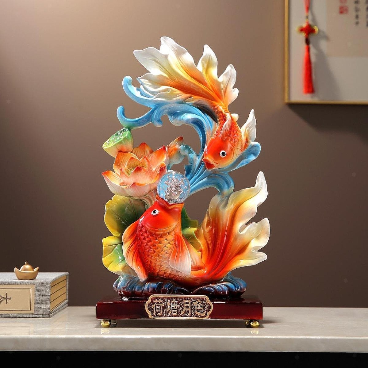Chinese Feng Shui Fish Statue Carp Leaping for Living Room