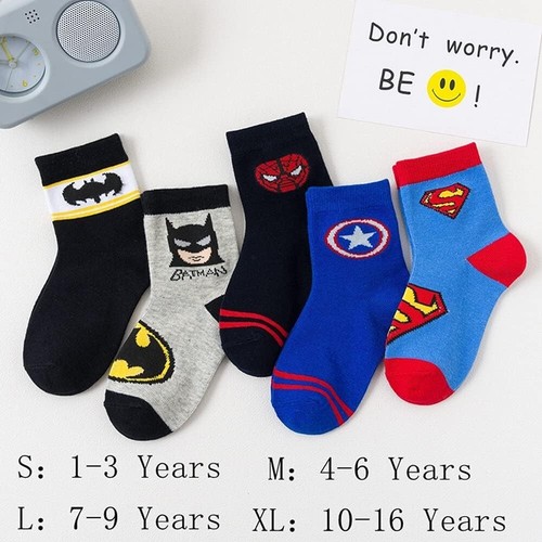 5 Pairs Superhero Children Socks - Avengers, Cotton Socks, Bed Socks - Picture 4 of 8