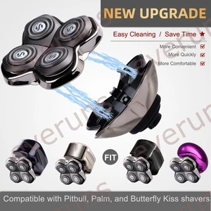 2Packs Pro 4 Shaver Replacement Heads Compatible with Skull Pitbulls Gold Silver