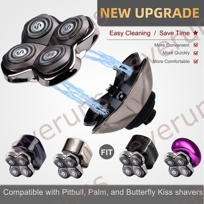 2Packs Pro 4 Shaver Replacement Heads Compatible with Skull Pitbulls Gold Silver