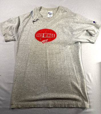 Vintage 90s Fan Detroit Red Wing T-Shirt USA Vtg Red Gray Logo Hockey Medium
