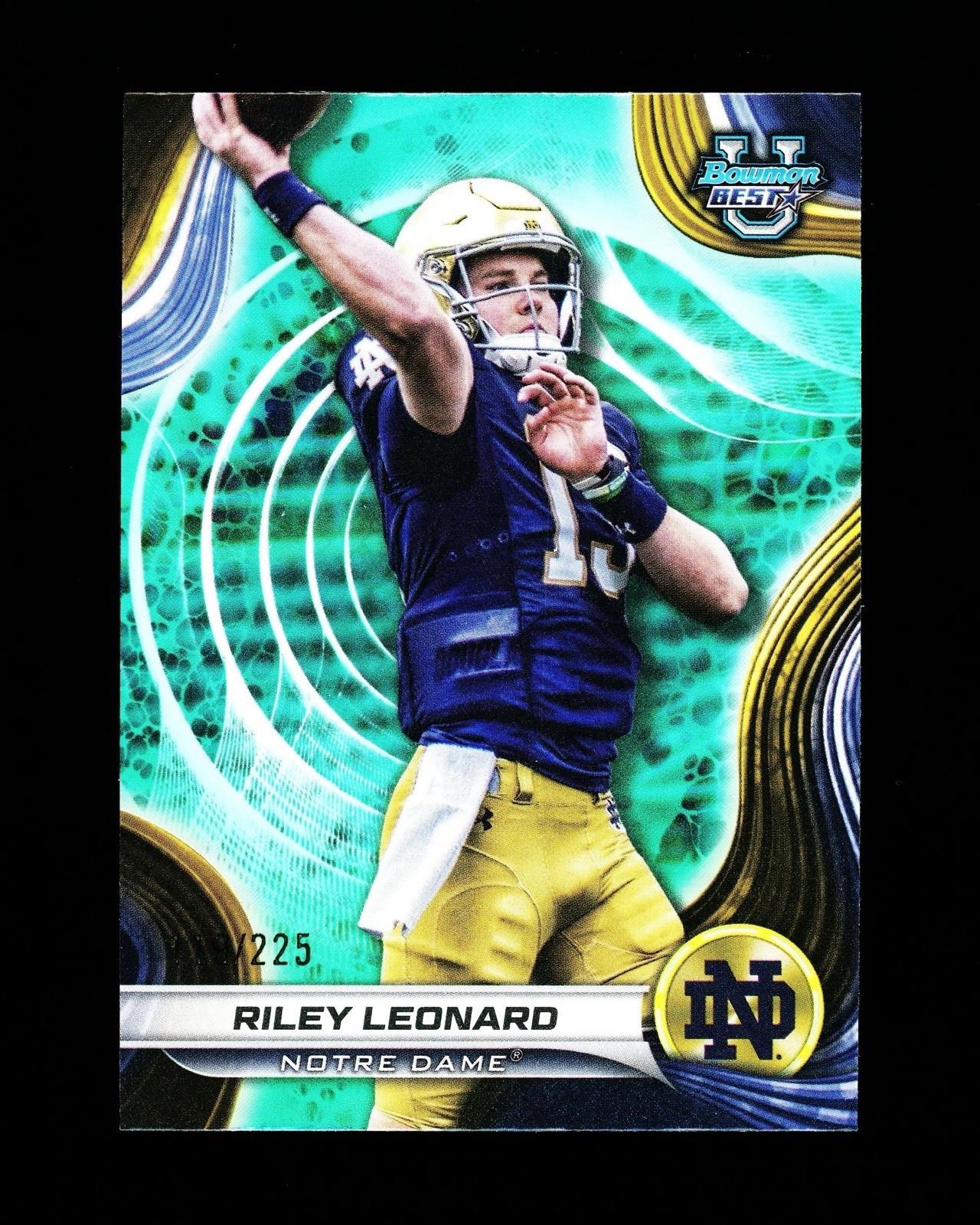 2024 Bowman University Best Riley Leonard Aqua Notre Dame 119/225 #29