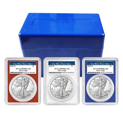 2022-W Proof $1 American Silver Eagle 3pc Set PCGS PR70DCAM West Point Label