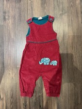 Strampler Latzhose 74 ALANA Cord rot grün Elefanten