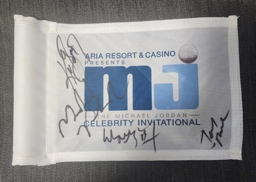 Michael Jordan Celebrity Inv. Golf Flag Auto Griffey, Rice, Phelps, Gretzky PSA