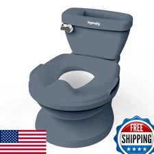 Ingenuity My Size Potty Pro Toddler Training Toilet Blue w/ Lifelike Flushing So
