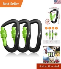 Heavy Duty 12kN Locking Carabiner Clips - Lightweight  Versatile Utility