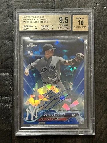 2018 Topps Chrome Sapphire⚾️Gleyber Torres Sapphire Auto RC SP💥BGS 9.5/10 Auto