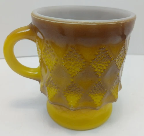Vintage MCM Fire-King Kimberly Diamond Glass 8oz Brown Coffee Mug