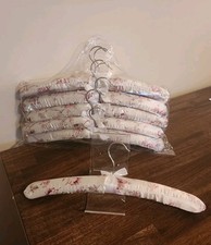 Pink Floral Print Padded Fabric Coat Hangers in Set of 10