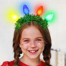 Christmas Light Up Headband LED Bulbs Headbands Xmas Holiday Party Hair Acces...