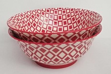 Geschenk Idee 2- teiliges Geschirrset Schale Müsli Salatschale Steingut rot Neu