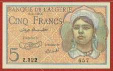 BANQUE de L ALGÉRIE 8. 2. 1944 5 FRANCS (PICK#94a) PMG CU 66 EPQ ALLIED ISSUE