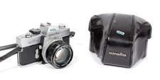 Minolta SRT-101 35mm SLR Film Camera  MC Rokkor PF 58mm F1.4 lens  case 2026