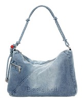 Desigual Half Logo Leiria 2.0 Shoulder Bag Schultertasche Tasche Denim Raw Blau