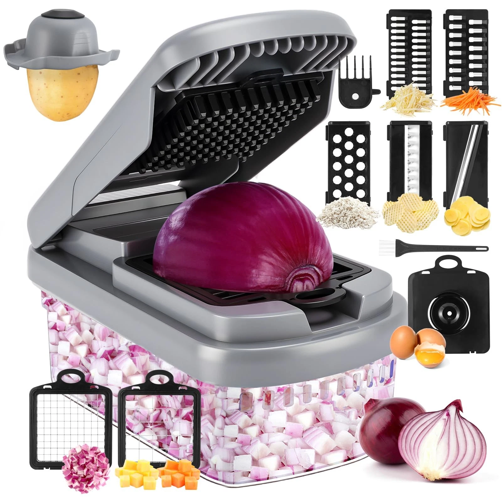 Vegetable Chopper,12-in-1 Multifunctional Food Chopper,Professional Onion Cho...